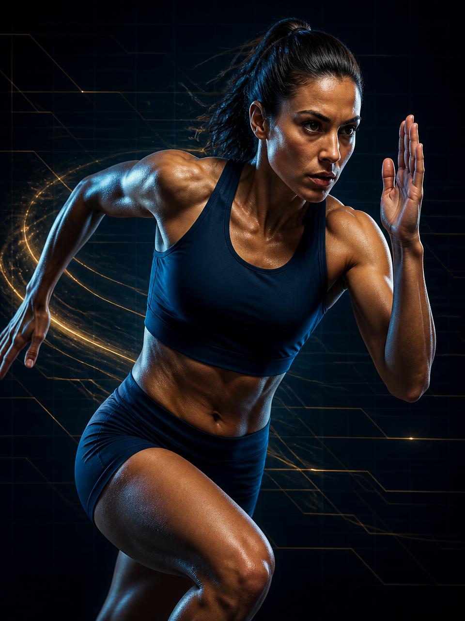 Female sprinter mid-stride
